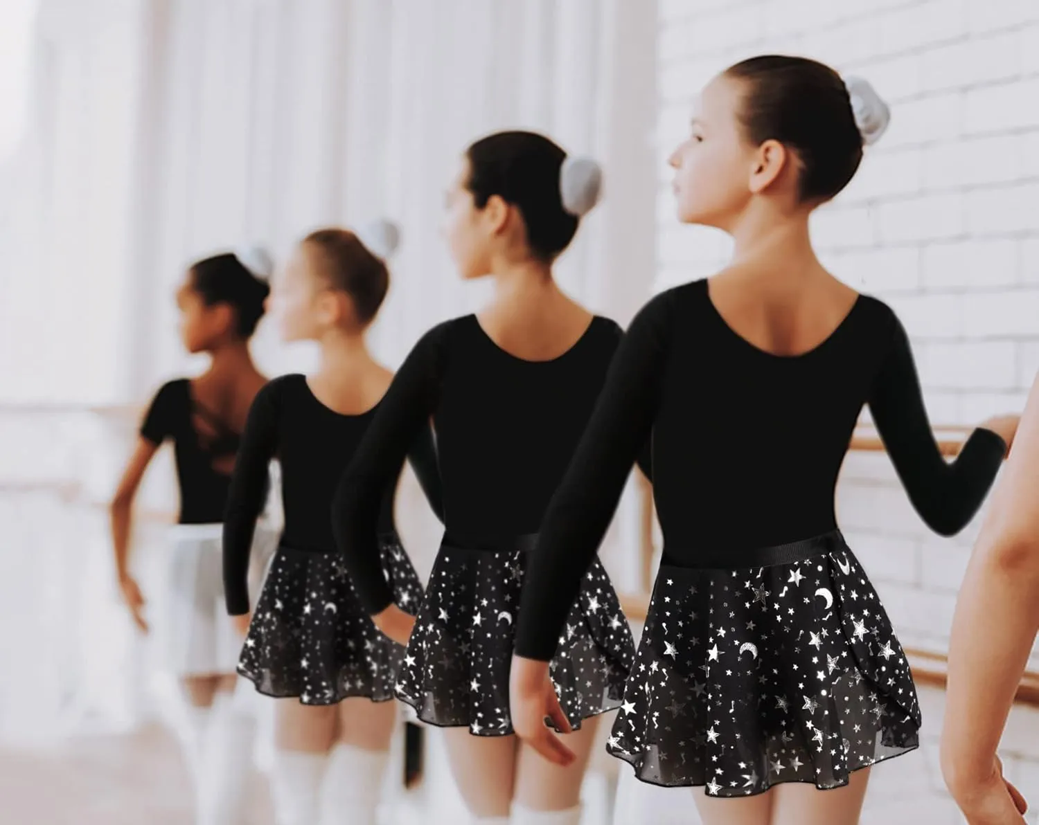 DANSHOW Girls Team Basic Long Sleeve Leotard with Skirt Kid Dance Ballet Tutu Dress