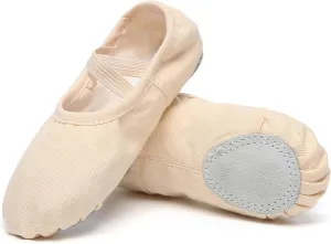 Danzcue Ballet Shoes for Women Soft Canvas/PU Leather Adult Dance Slippers, Ideal Ballet Flats for Women