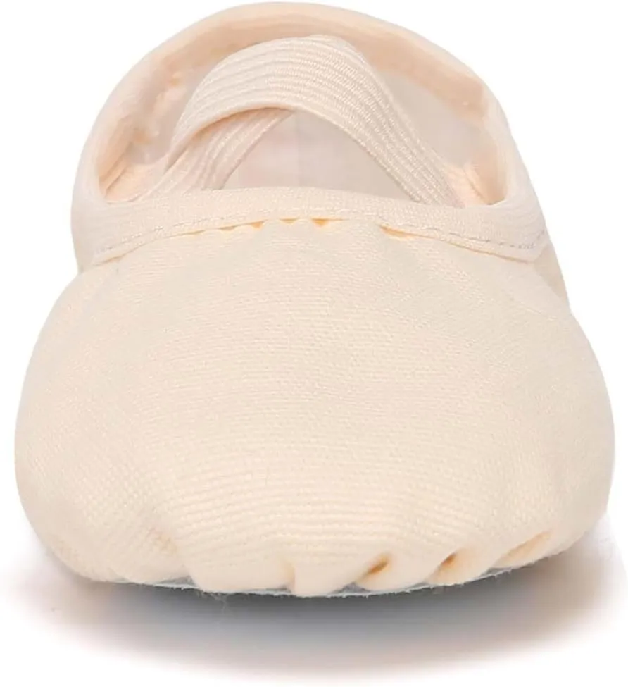 Danzcue Ballet Shoes for Women Soft Canvas/PU Leather Adult Dance Slippers, Ideal Ballet Flats for Women