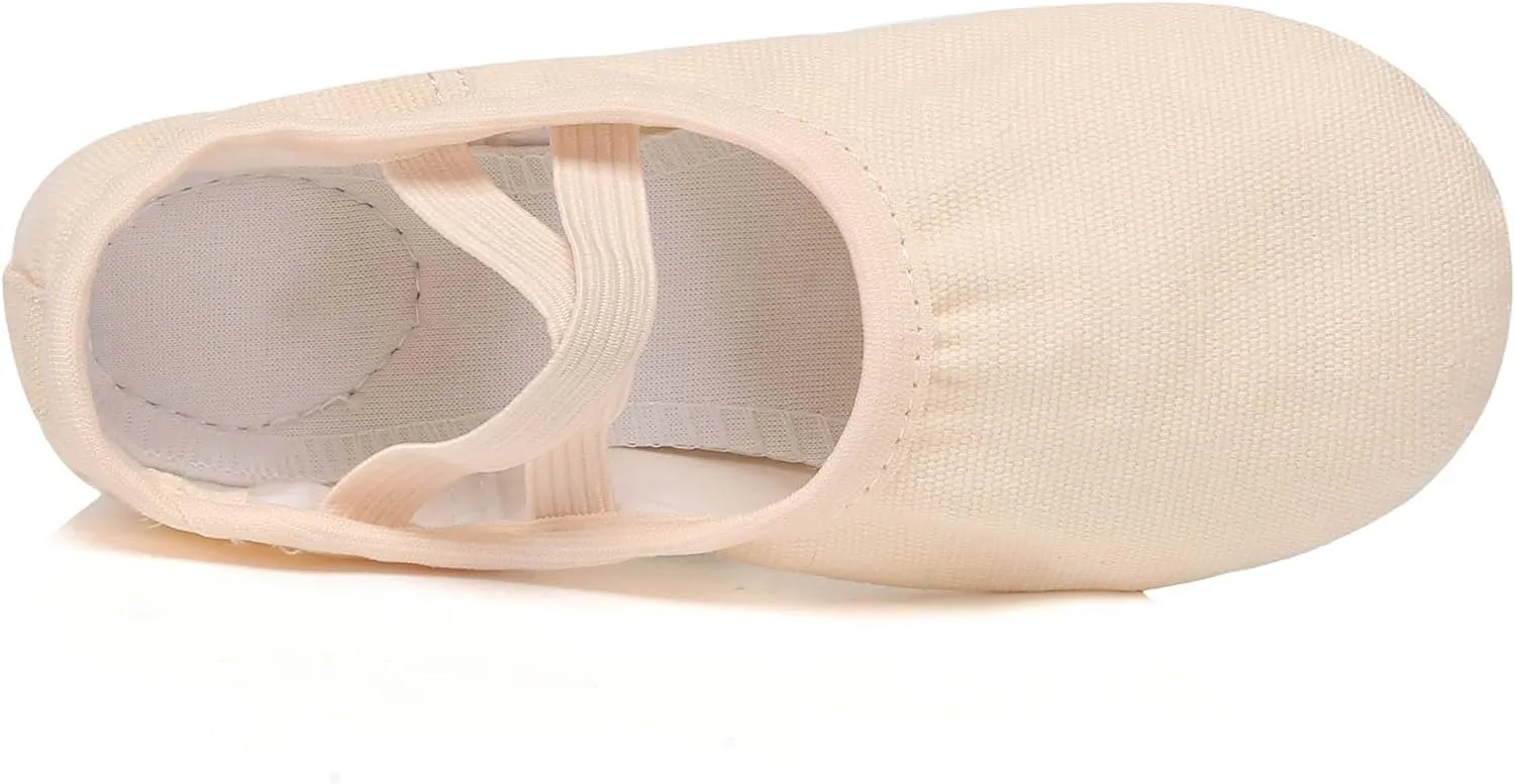 Danzcue Ballet Shoes for Women Soft Canvas/PU Leather Adult Dance Slippers, Ideal Ballet Flats for Women