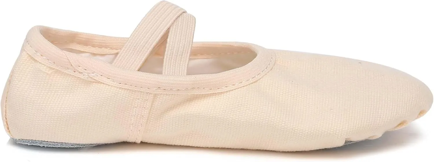 Danzcue Ballet Shoes for Women Soft Canvas/PU Leather Adult Dance Slippers, Ideal Ballet Flats for Women