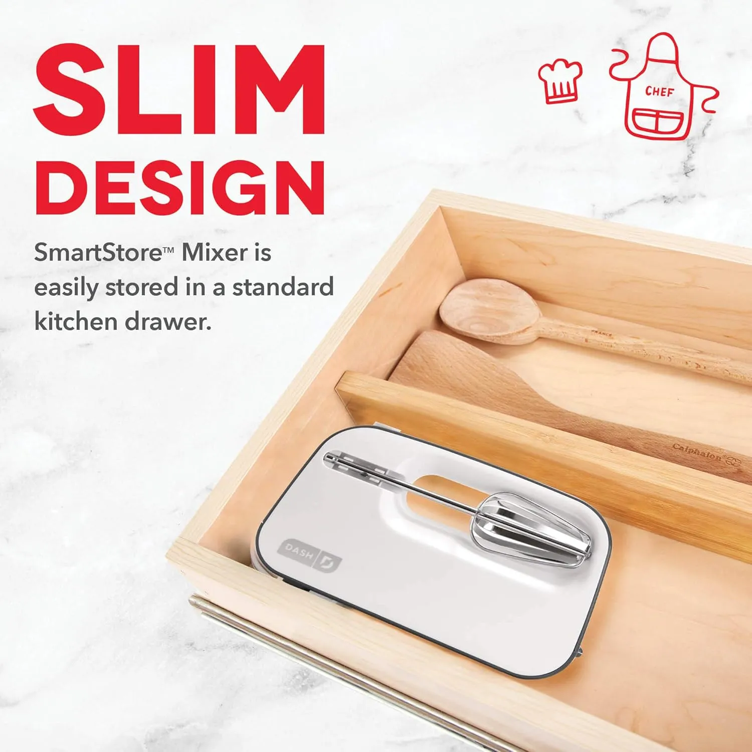 Dash SmartStore™ Deluxe Compact Electric Hand Mixer   Whisk and Milkshake Attachment for Whipping, Mixing Cookies, Brownies, Cakes, Dough, Batters, Meringues & More, 3 Speed, 150-Watt – Grey