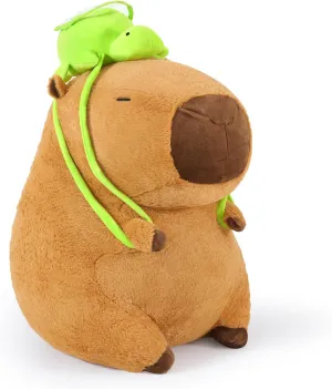 Ditucu Giant Capybara Plush with Turtle Backpack Large Jumbo Soft Capibara Stuffed Animal Big Size Fat Oversized Plushies Toys Gifts for Kids Girlfriend Brown 25 inch