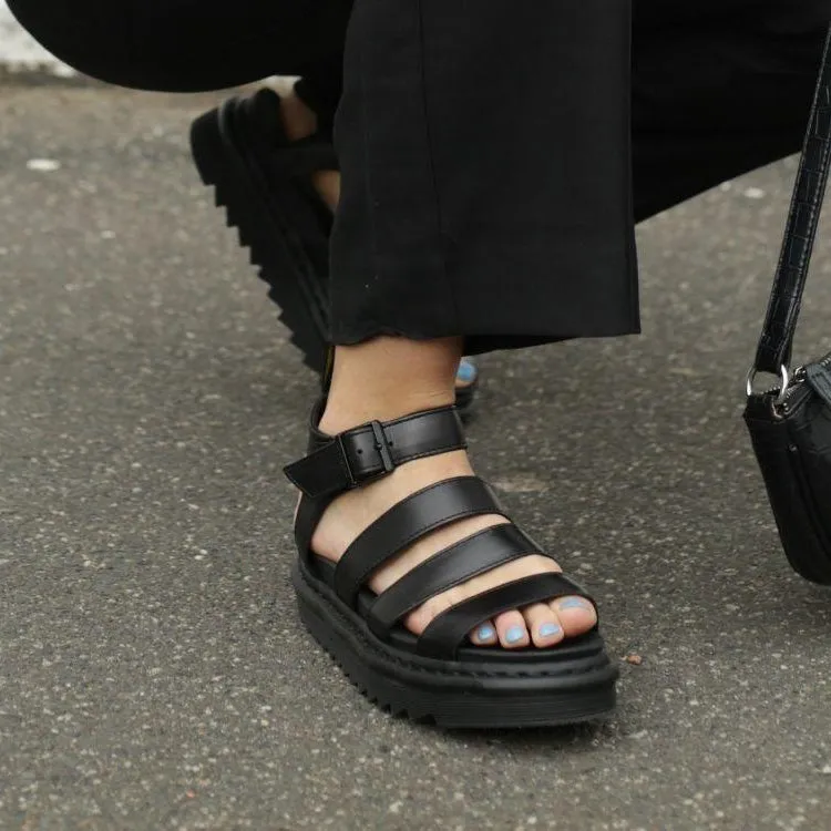 Dr. Martens Blaire Brando Black Leather Sandals