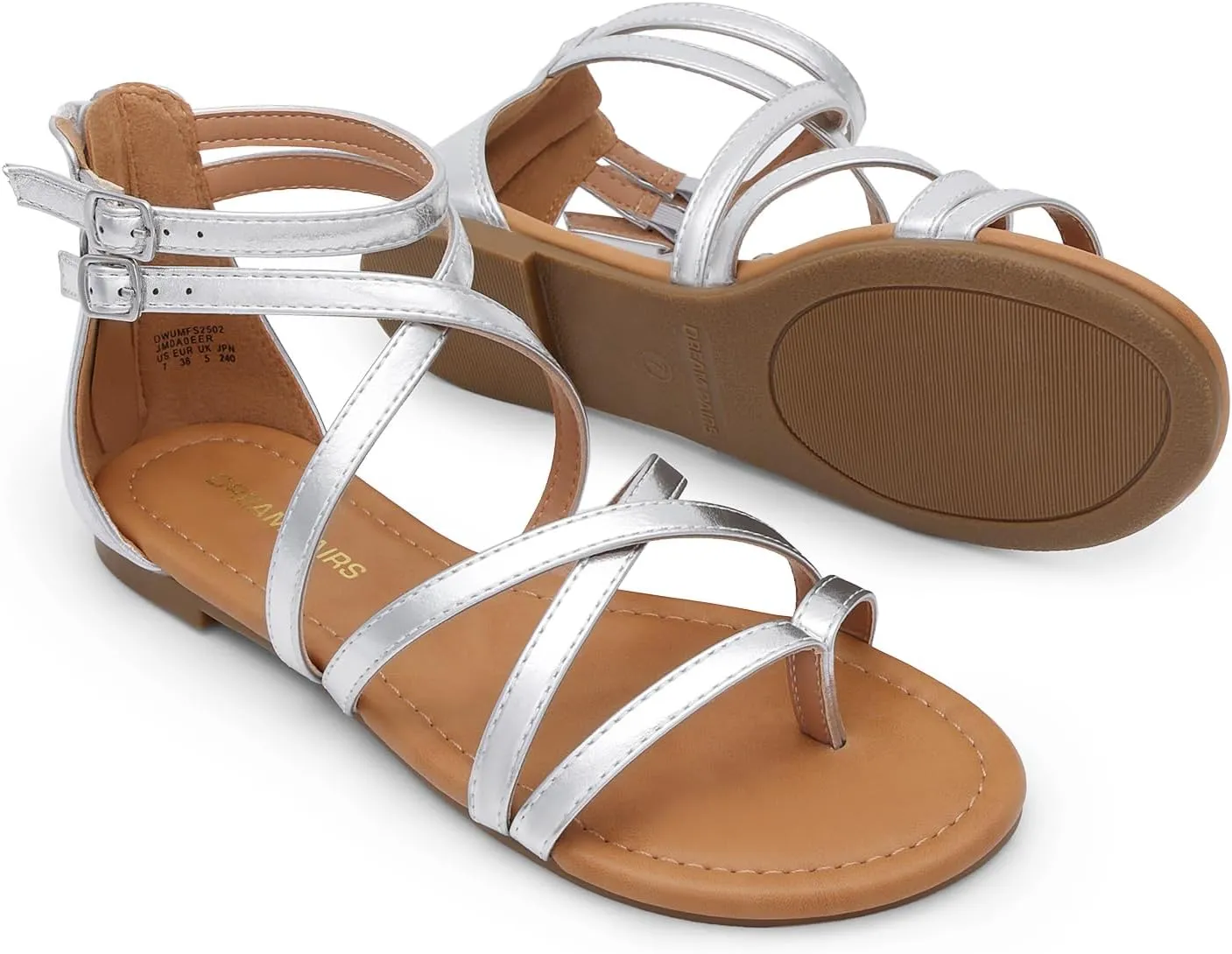 DREAM PAIRS Women's Dressy Gladiator Summer Cross Strappy Sandals Comfort Flat Casual Beach Fisherman Thong Sandals