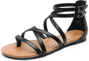 DREAM PAIRS Women's Dressy Gladiator Summer Cross Strappy Sandals Comfort Flat Casual Beach Fisherman Thong Sandals