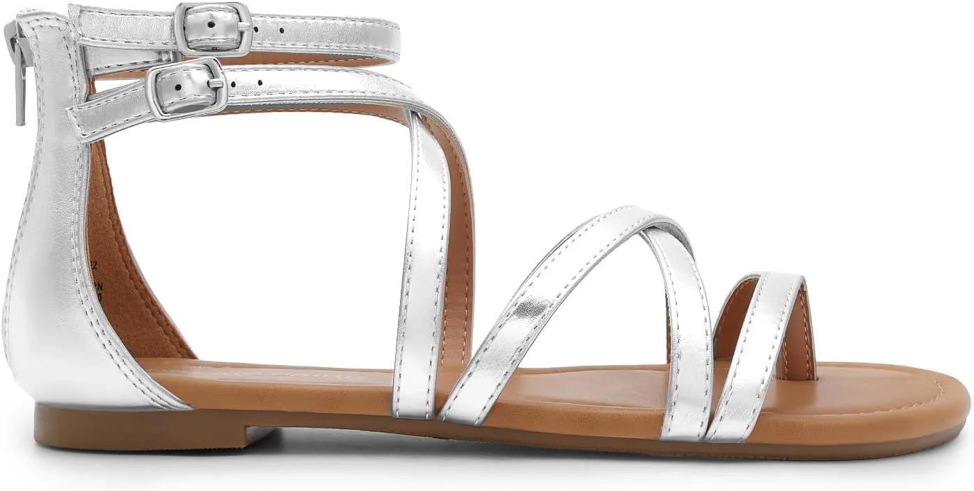 DREAM PAIRS Women's Dressy Gladiator Summer Cross Strappy Sandals Comfort Flat Casual Beach Fisherman Thong Sandals
