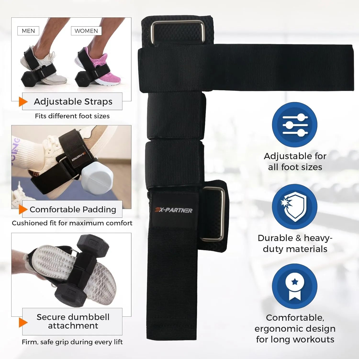 Dumbbell Foot Attachment for Leg Workout, Extension Monkey Foot Dumbbell Attachment Straps for Gym Trainer and Beginners Dumbbell Foot Strap for Fitness Training