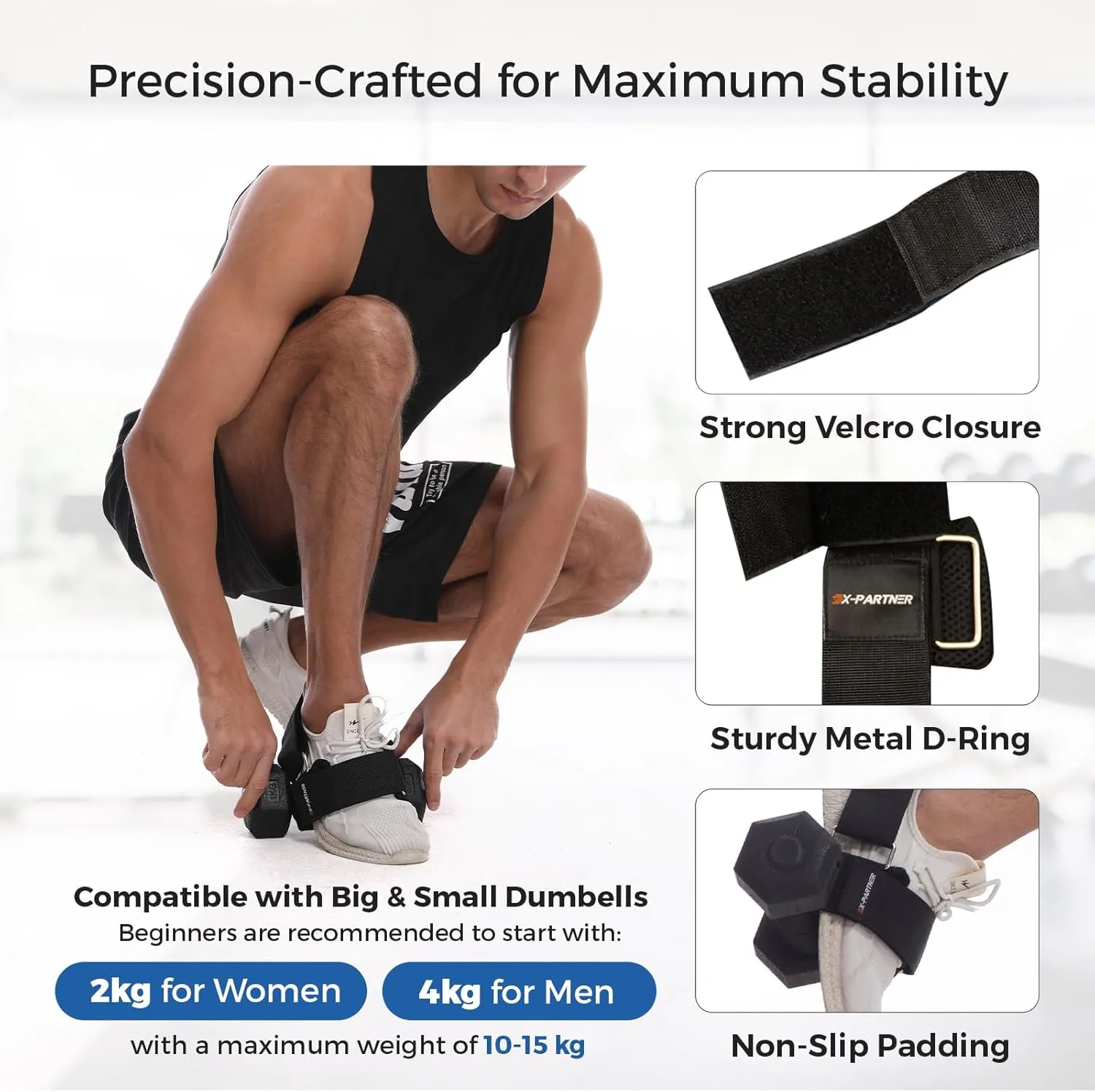 Dumbbell Foot Attachment for Leg Workout, Extension Monkey Foot Dumbbell Attachment Straps for Gym Trainer and Beginners Dumbbell Foot Strap for Fitness Training