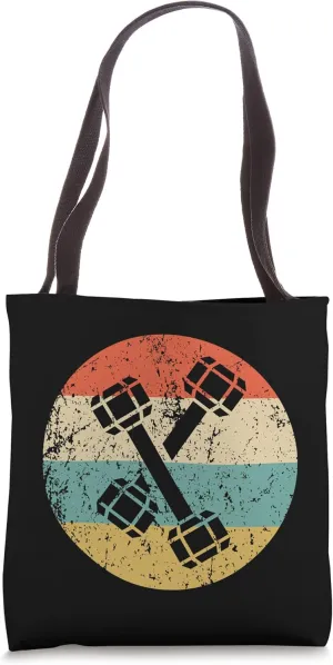 Dumbbell Weights Icon Retro Fitness Weightlifting Tote Bag