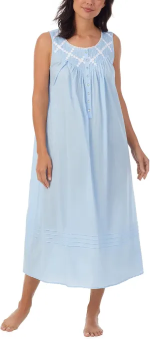 Eileen West Nightgowns for Women, Full Length Poetic Cotton Sleeveless Lightweight Night Shirt