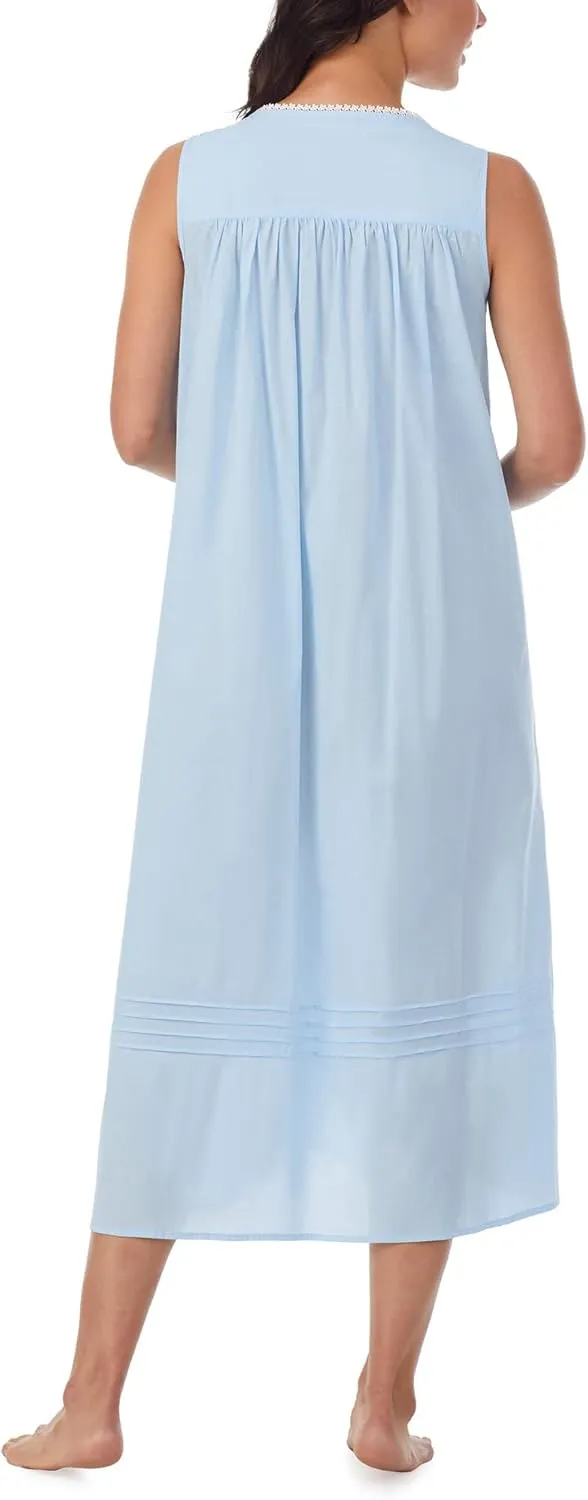 Eileen West Nightgowns for Women, Full Length Poetic Cotton Sleeveless Lightweight Night Shirt