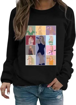 EVELUST Women Country Concert Sweatshirt - Music Festival Graphic Tee Warm World Tour Outfit Thickened Casual Fan Lover Top(Black,M,11464e)