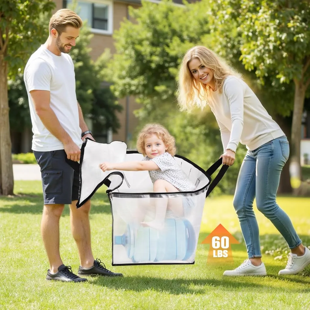 Extra Large Heavy Duty Moving Bags, Storage Bags with Strong Zippers & Handles, Packing Bags for Moving Essentials, Ideal Storage Tote for Home, Dorm & Storage Solutions, 93L, 8 Packs, Clear