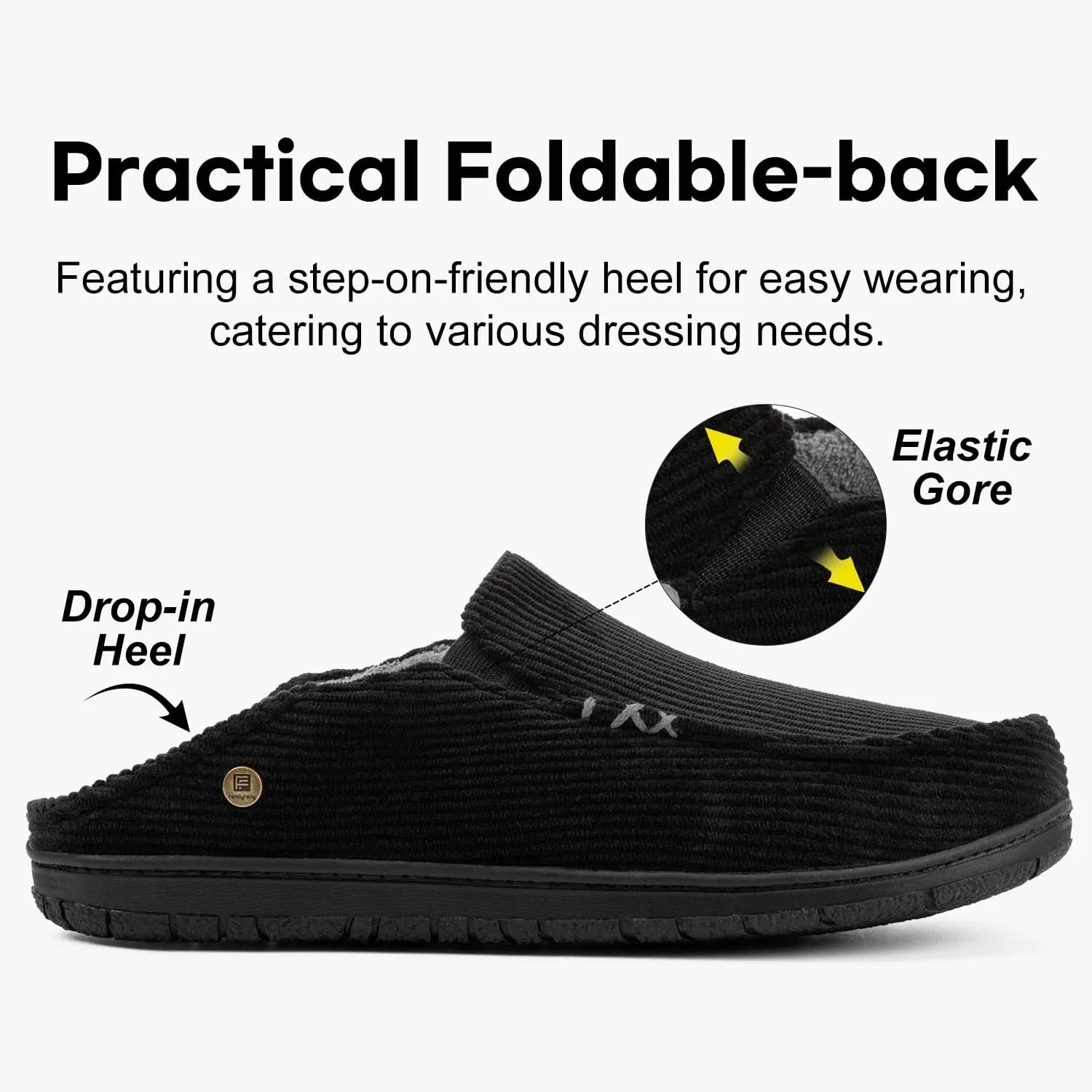 FamilyFairy Men's Moccasin Slippers Corduroy Breathable Memory Foam House Shoes Anti-Slip Indoor Outdoor