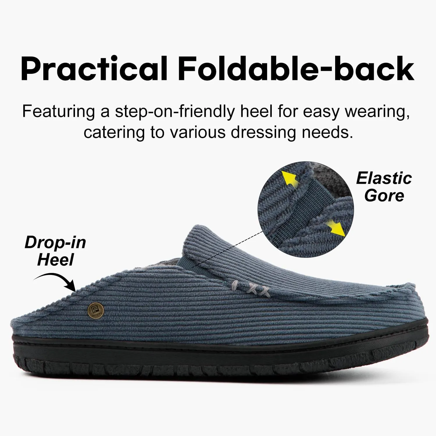 FamilyFairy Men's Moccasin Slippers Corduroy Breathable Memory Foam House Shoes Anti-Slip Indoor Outdoor