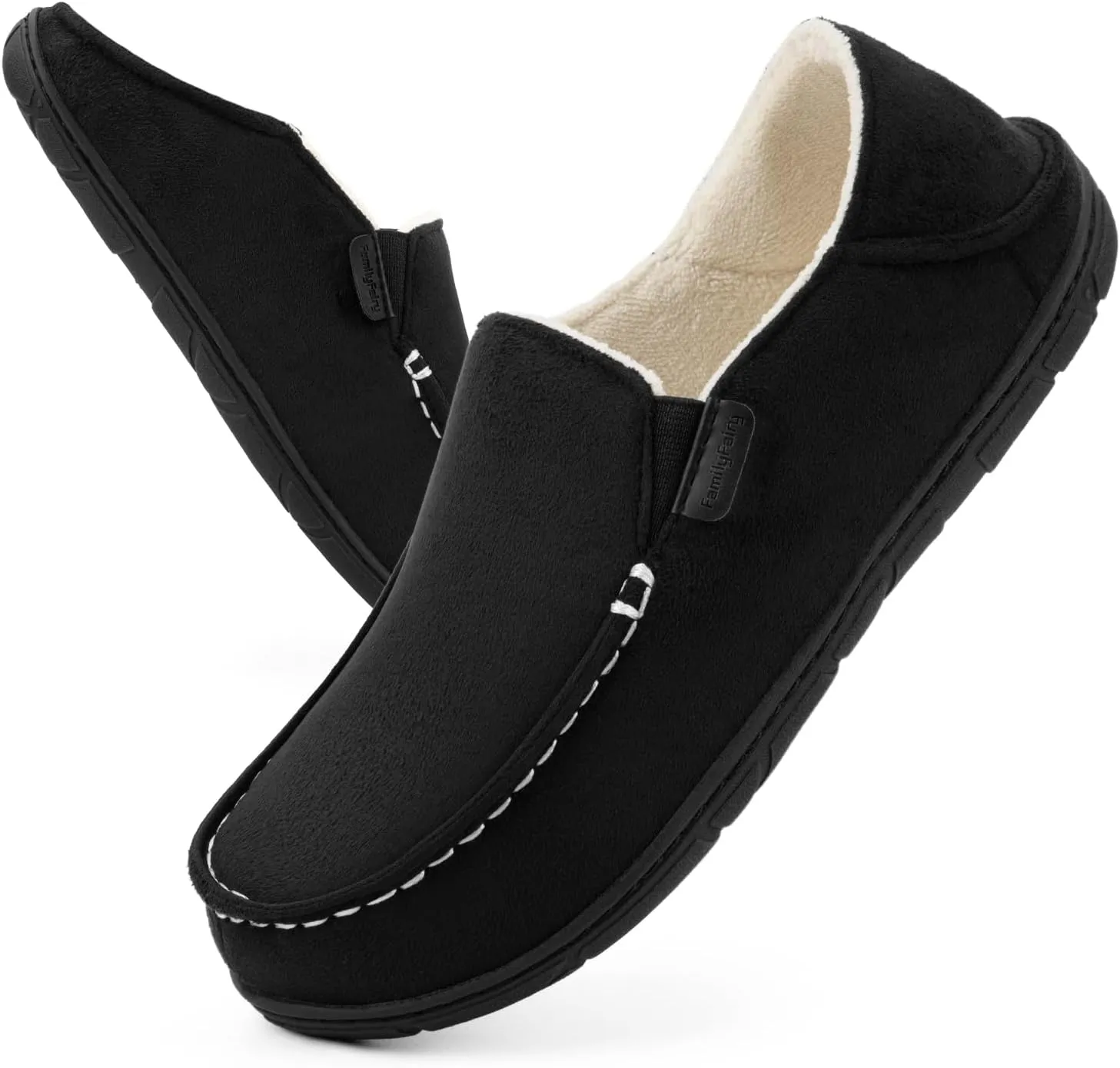 FamilyFairy Women's Microsuede Moccasin Slippers Cozy Memory Foam House Shoes for Indoor Outdoor