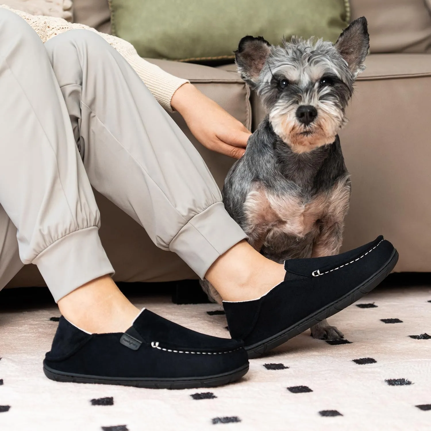 FamilyFairy Women's Microsuede Moccasin Slippers Cozy Memory Foam House Shoes for Indoor Outdoor