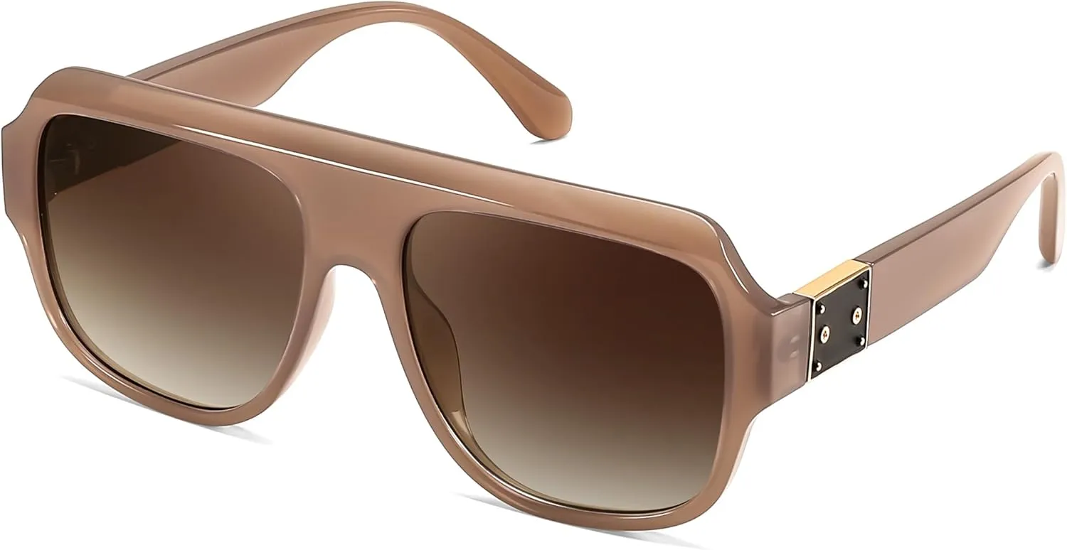 FEISEDY Trendy Aviator Sunglasses for Womens Men Oversized Retro 70s 80s Flat Top Shield Shades B9141