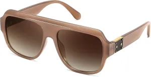 FEISEDY Trendy Aviator Sunglasses for Womens Men Oversized Retro 70s 80s Flat Top Shield Shades B9141