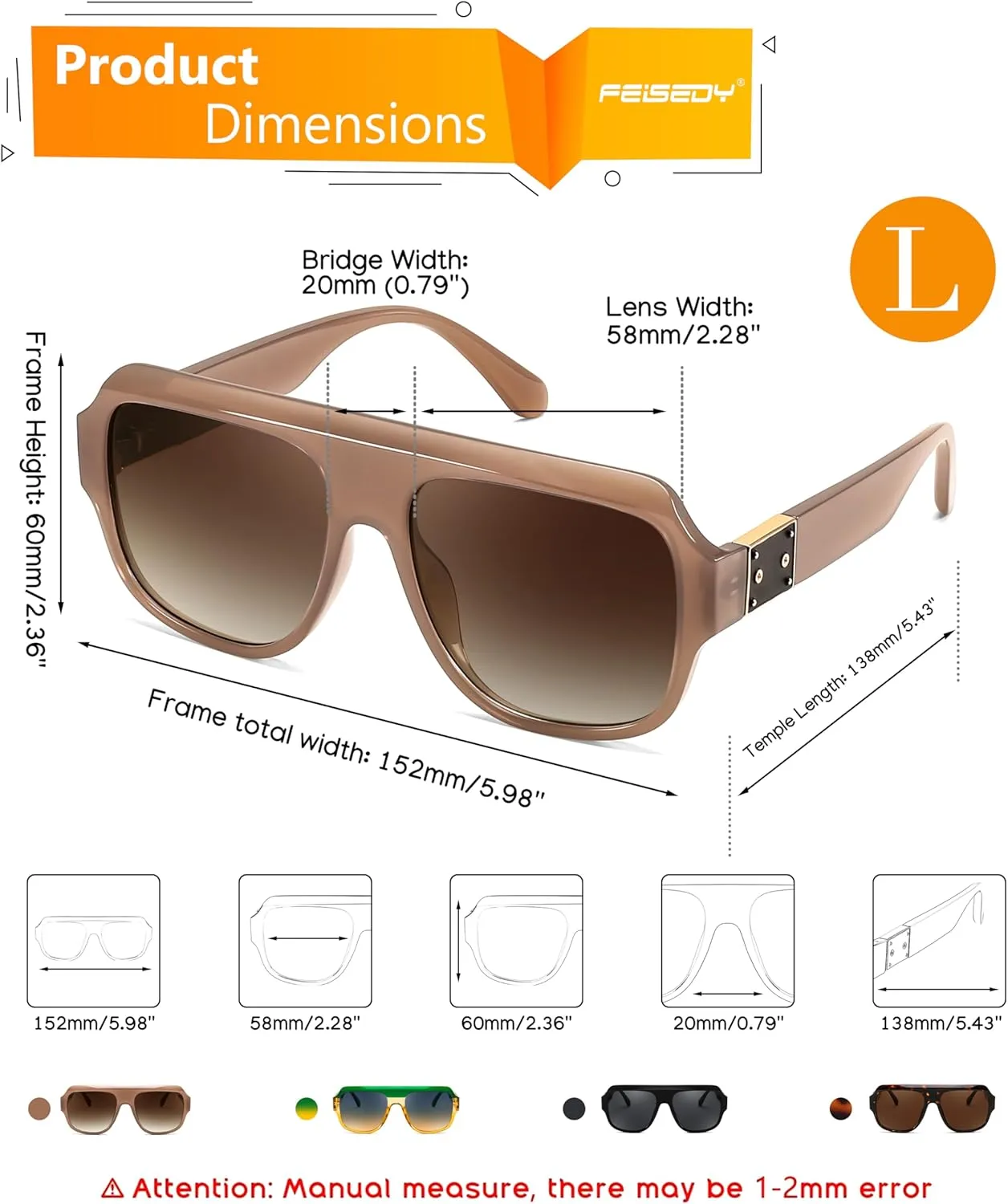 FEISEDY Trendy Aviator Sunglasses for Womens Men Oversized Retro 70s 80s Flat Top Shield Shades B9141