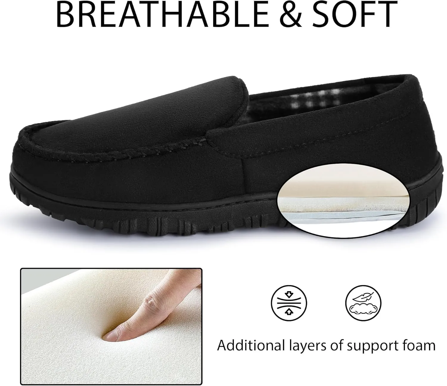 Festooning Men's Comfortable Bedroom Moccasin Slippers - Indoor/Outdoor