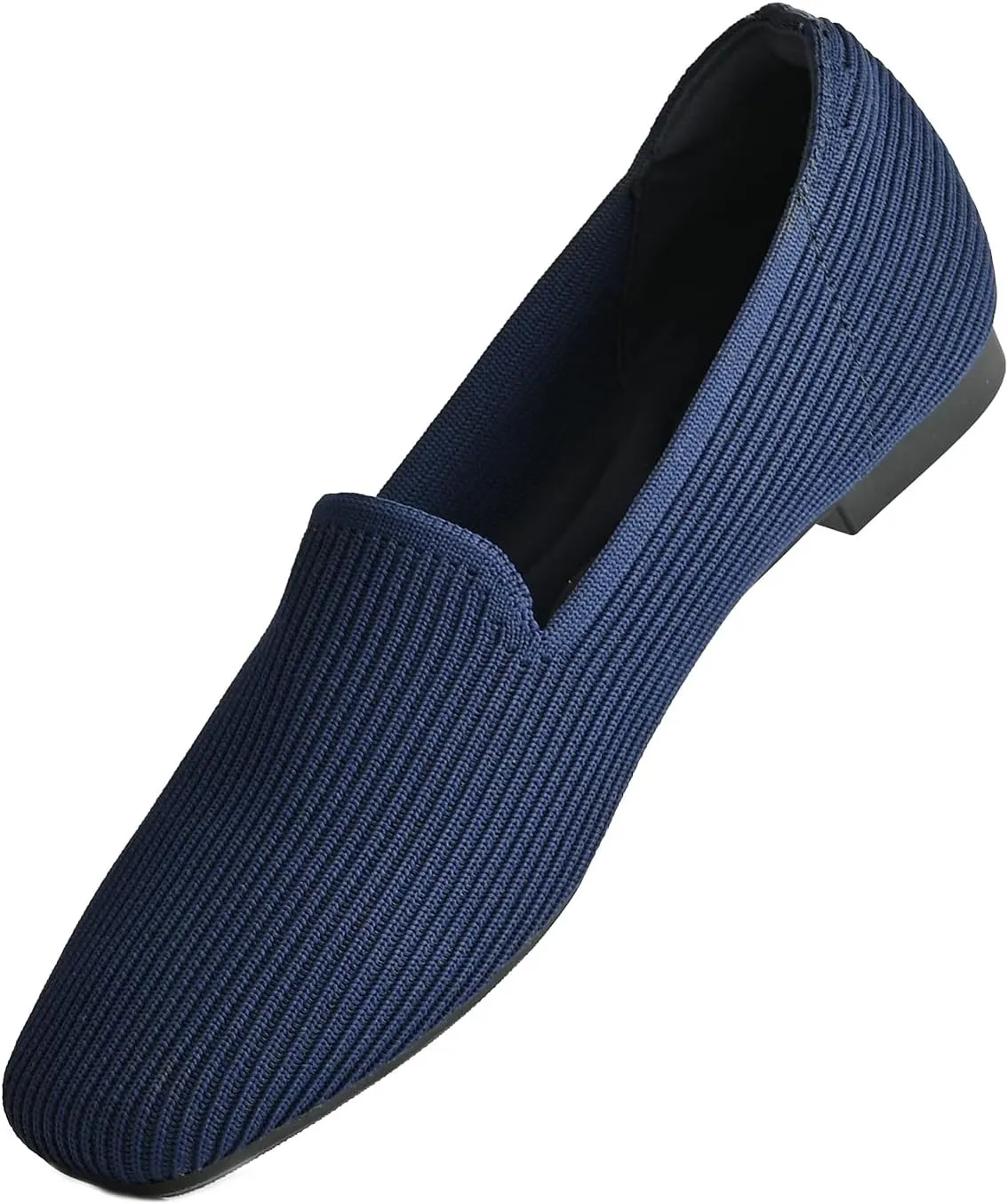 Flat Shoes for Women with Mesh Knitted Square Toe Ballet Flats Soft Slip On Walking Shoes Comfortable Office Shoes