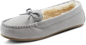 Flexus Spring Step Danda Moccasin Slippers for Women - Faux Fur Shoes for Indoor Use - Comfortable Slip-On House Slippers