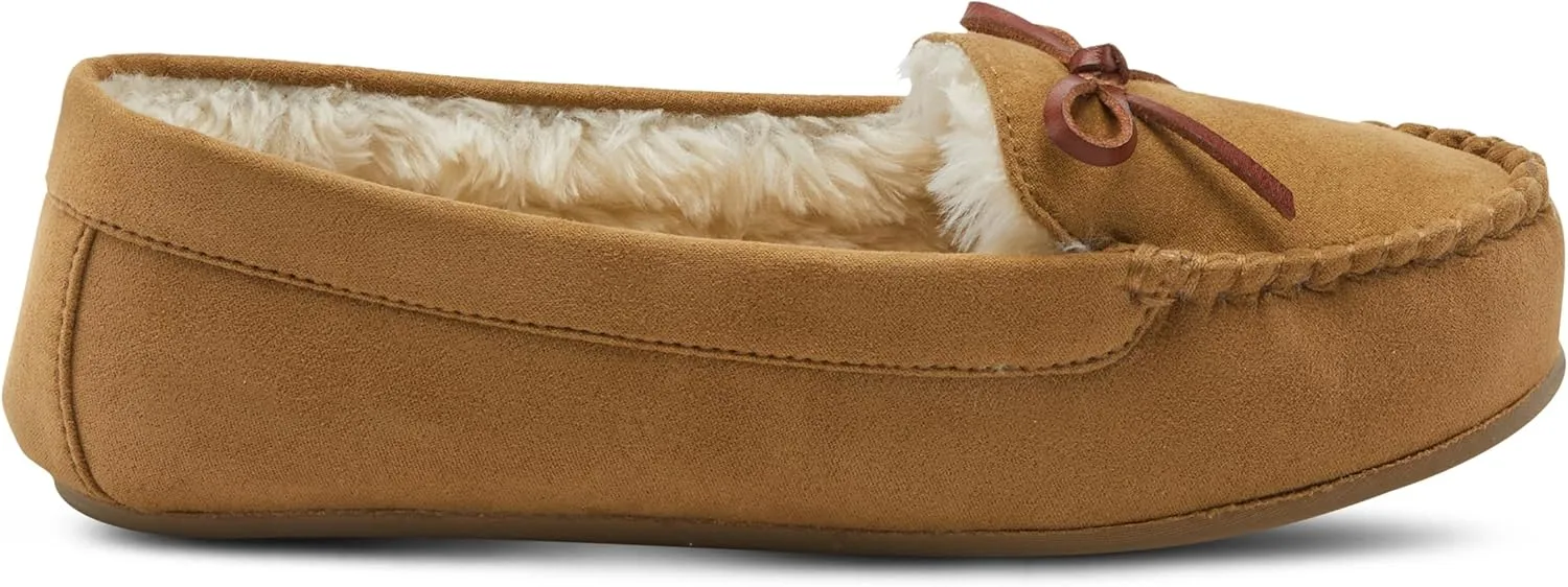 Flexus Spring Step Danda Moccasin Slippers for Women - Faux Fur Shoes for Indoor Use - Comfortable Slip-On House Slippers