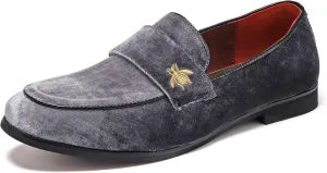 FLQL Men's Luxury Penny Loafer Slip-On Velvet Shoes Party Dancing Shoes Suede Wedding Shoes Plus Size 7-13