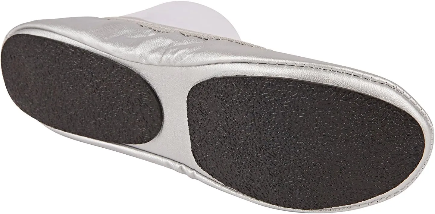 Foldable Ballet Flats Shoes,Portable Comfortable Roll Up Travel Shoes with Carry Purse & Carry Bag with a Solid Sole,Colours Black,Silver,Champagne and Leopard