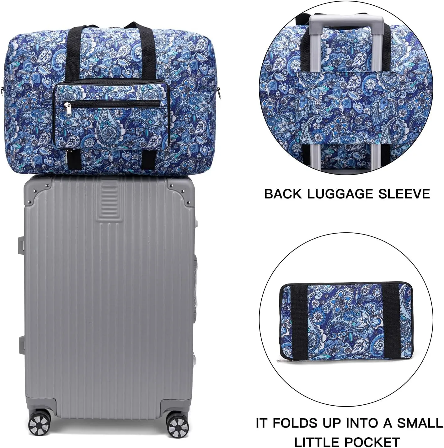Foldable Travel Duffel Bag, Medium Women's Weekender and Overnight bag carry on Luggage bag for Women