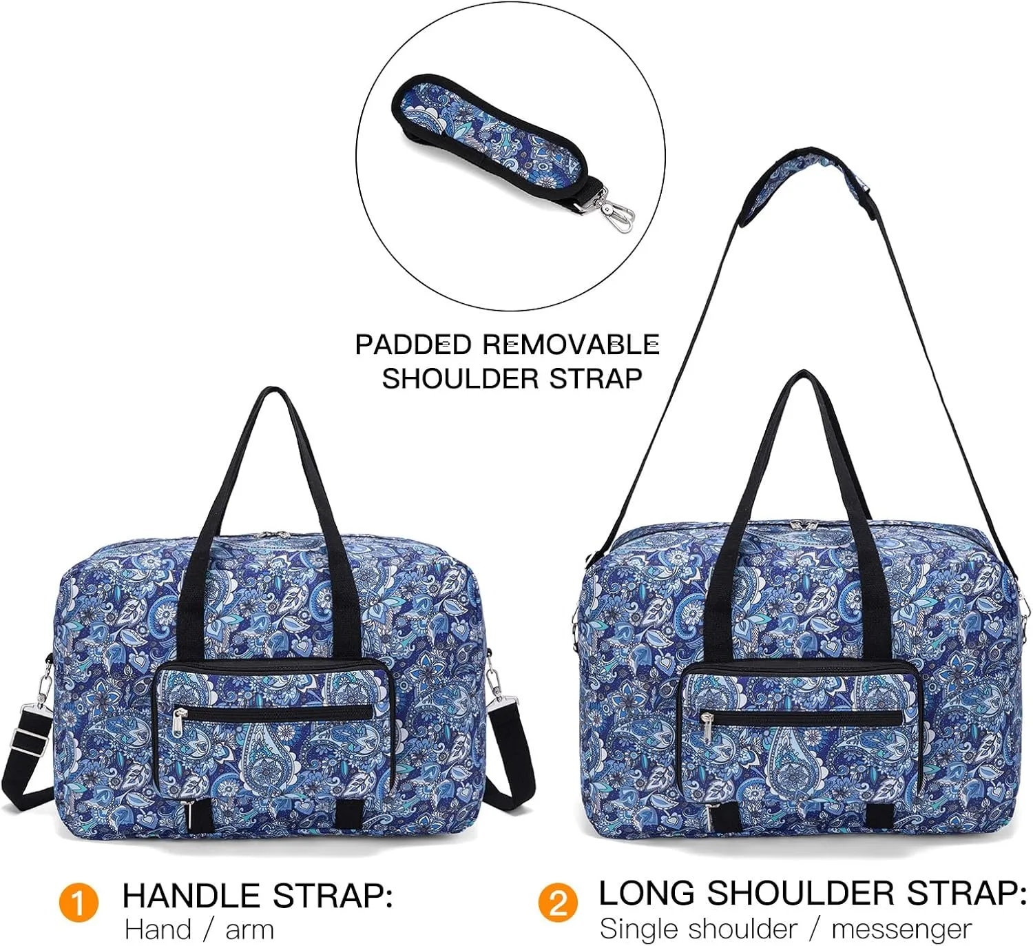 Foldable Travel Duffel Bag, Medium Women's Weekender and Overnight bag carry on Luggage bag for Women