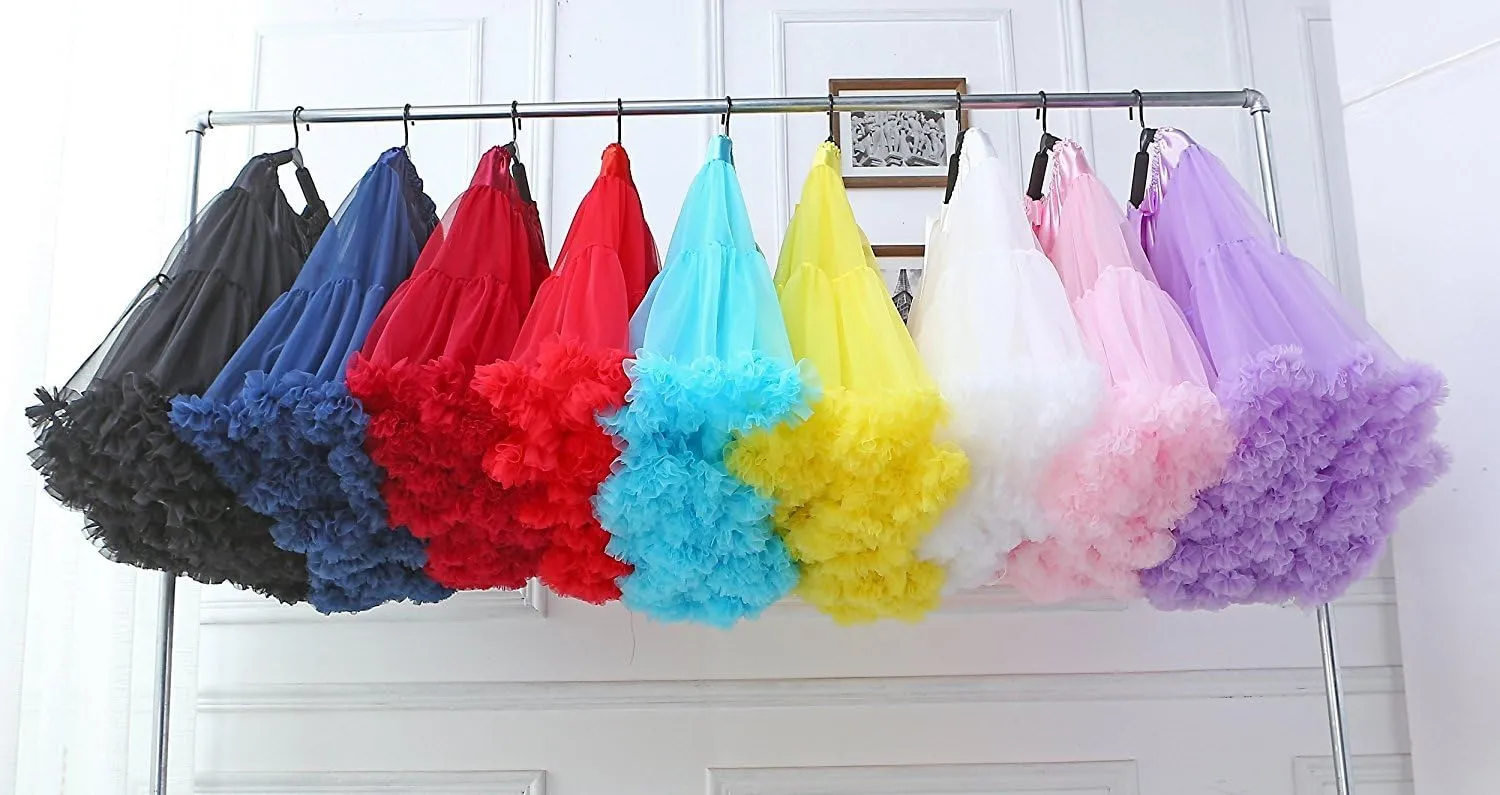 FOLOBE Women's Knee Length 50s Soft Puffy Tutu Skirts Ballet Costume Tulle Underskirts Knee Length Petticoat Skirt for Women