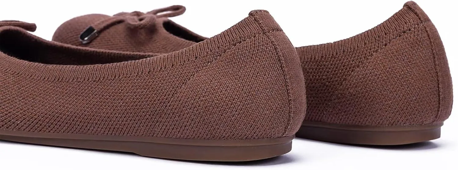 Frank Mully Women’s Ballet Flat Shoes Knit Dress Shoes Round Toe Slip On Ballerina Walking Flats Shoes for Woman Low Wedge Comfort Soft