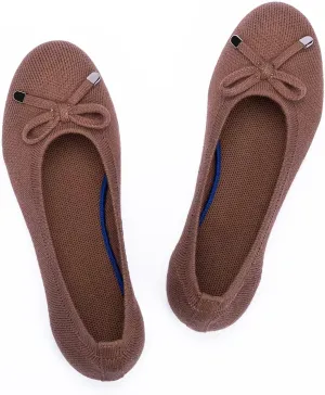 Frank Mully Women’s Ballet Flat Shoes Knit Dress Shoes Round Toe Slip On Ballerina Walking Flats Shoes for Woman Low Wedge Comfort Soft