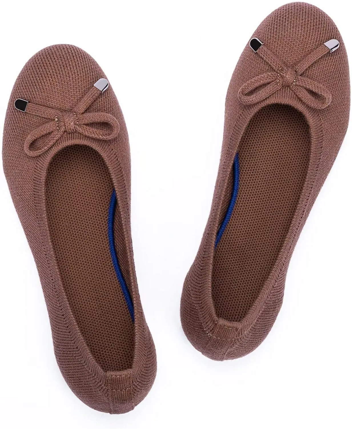 Frank Mully Women’s Ballet Flat Shoes Knit Dress Shoes Round Toe Slip On Ballerina Walking Flats Shoes for Woman Low Wedge Comfort Soft