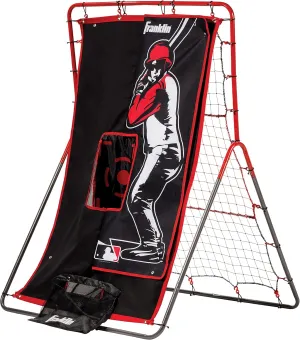 Franklin Sports Baseball Pitching Target and Rebounder Net - 2-in-1 Switch Hitter Pitch Trainer   Pitchback Net - Pitching Target with Hitter   Strikezone, Red