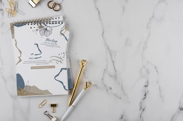Free Flat Lay Of Elegant And Minimal Desk Psd