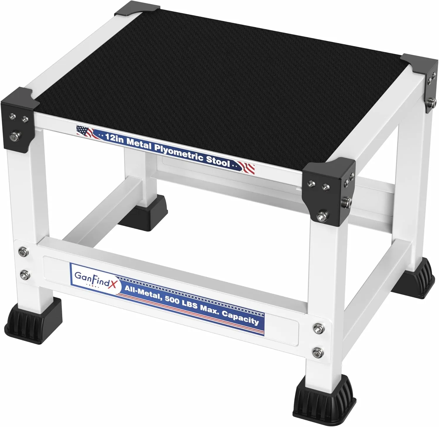GanFindX Steel Plyo Box 12/18 Inch Surface Metal Plyometric Jumping Box Home Gym Jump Trainer for Fitness Exercise Agility Stamina Conditioning Strength Training and Dumbbell Rack