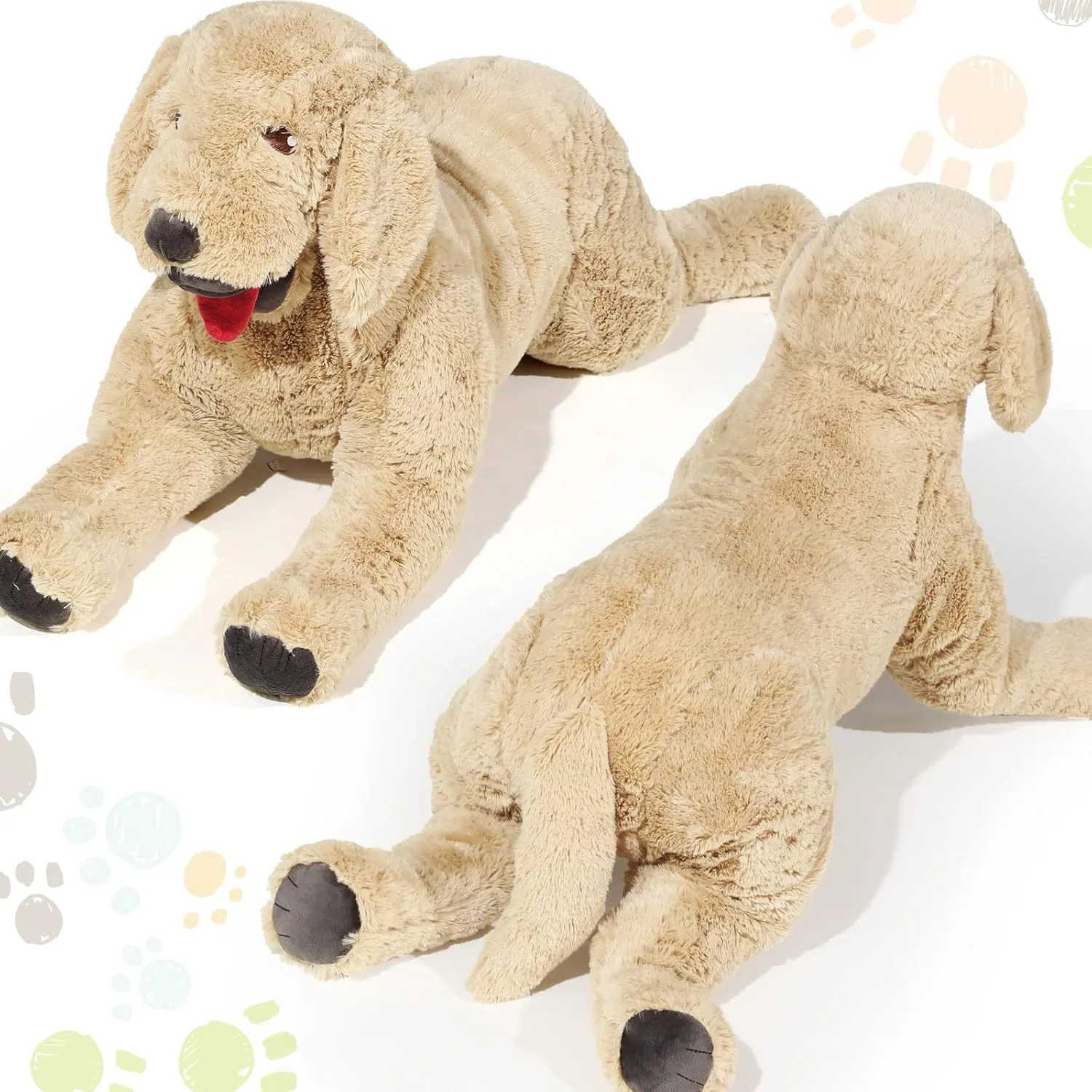 Geosar Dog Stuffed Animals Plush 33.5 Inch Soft Cuddly Golden Retriever Plush Toys Large Stuffed Dog Body Pillow Gifts for Kids Girls Boys Birthday