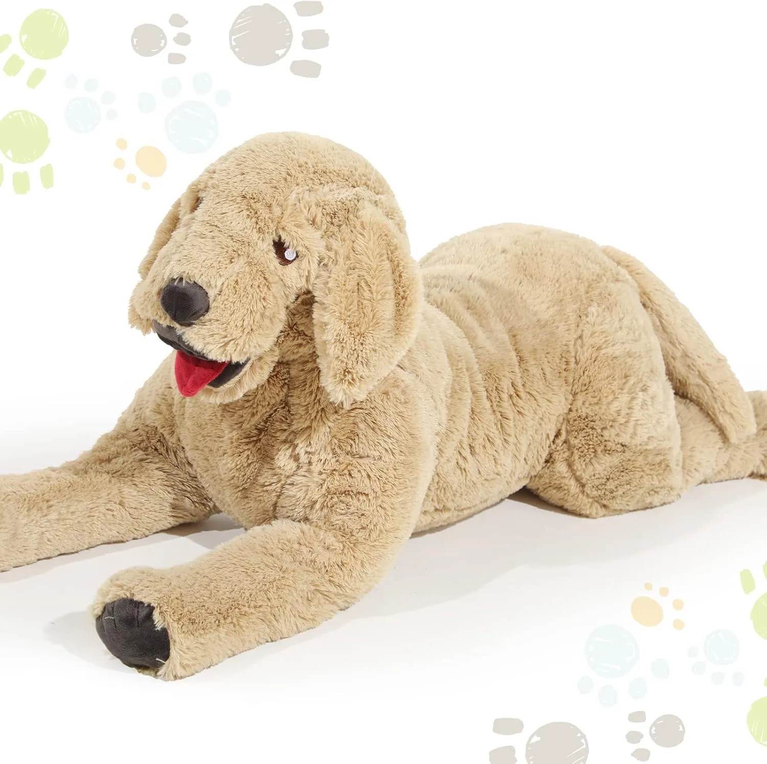 Geosar Dog Stuffed Animals Plush 33.5 Inch Soft Cuddly Golden Retriever Plush Toys Large Stuffed Dog Body Pillow Gifts for Kids Girls Boys Birthday