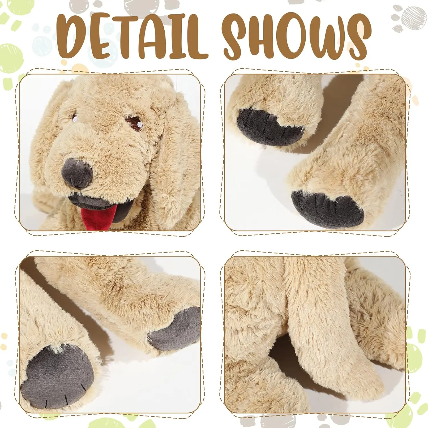 Geosar Dog Stuffed Animals Plush 33.5 Inch Soft Cuddly Golden Retriever Plush Toys Large Stuffed Dog Body Pillow Gifts for Kids Girls Boys Birthday