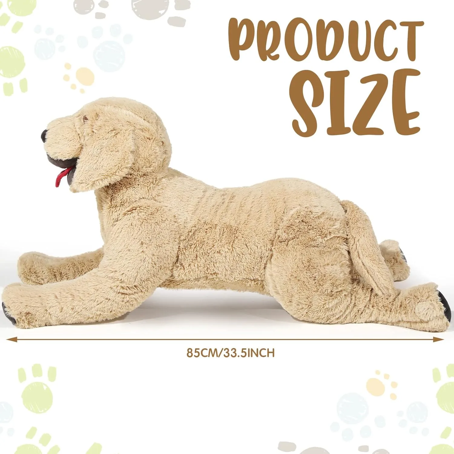 Geosar Dog Stuffed Animals Plush 33.5 Inch Soft Cuddly Golden Retriever Plush Toys Large Stuffed Dog Body Pillow Gifts for Kids Girls Boys Birthday
