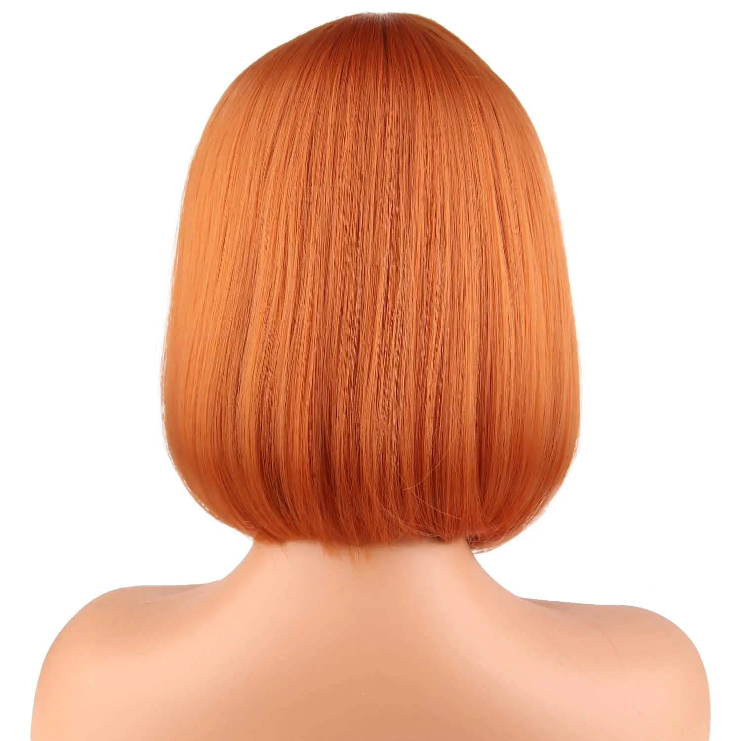 Ginger Bob Wig for Women Short Orange Bob Wig with Bangs Short Straight Bob Wigs Dark Orange Bob Wigs Synthetic Wig with Wig Cap (Ginger)
