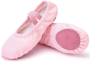 Girls Ballet Shoes Glitter Split-Sole Dance Slippers Toddler Kid Practice Shoes Flats Soft Lightweight with Elastic Laces for Performance Gymnastics Yoga