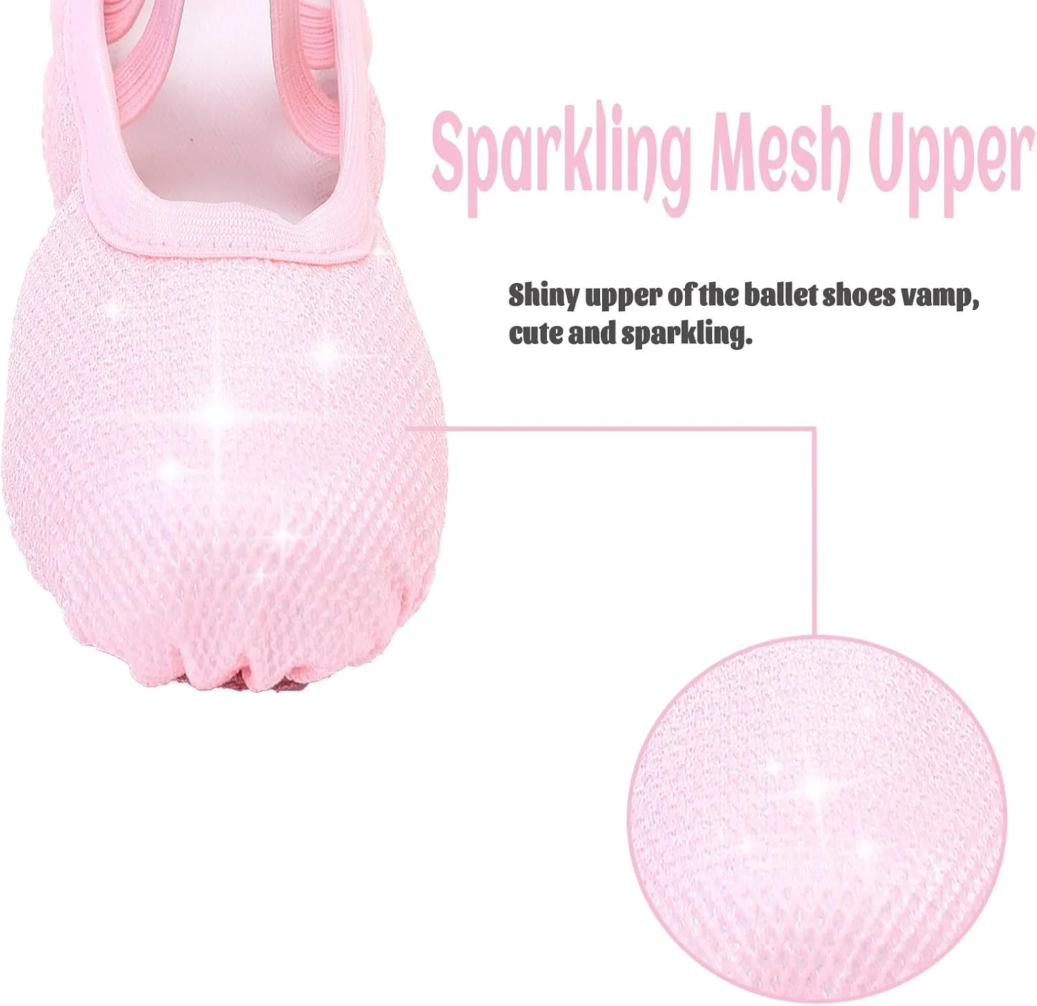 Girls Ballet Shoes Glitter Split-Sole Dance Slippers Toddler Kid Practice Shoes Flats Soft Lightweight with Elastic Laces for Performance Gymnastics Yoga
