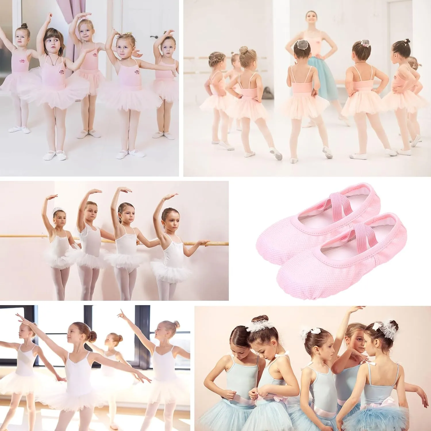 Girls Ballet Shoes Glitter Split-Sole Dance Slippers Toddler Kid Practice Shoes Flats Soft Lightweight with Elastic Laces for Performance Gymnastics Yoga