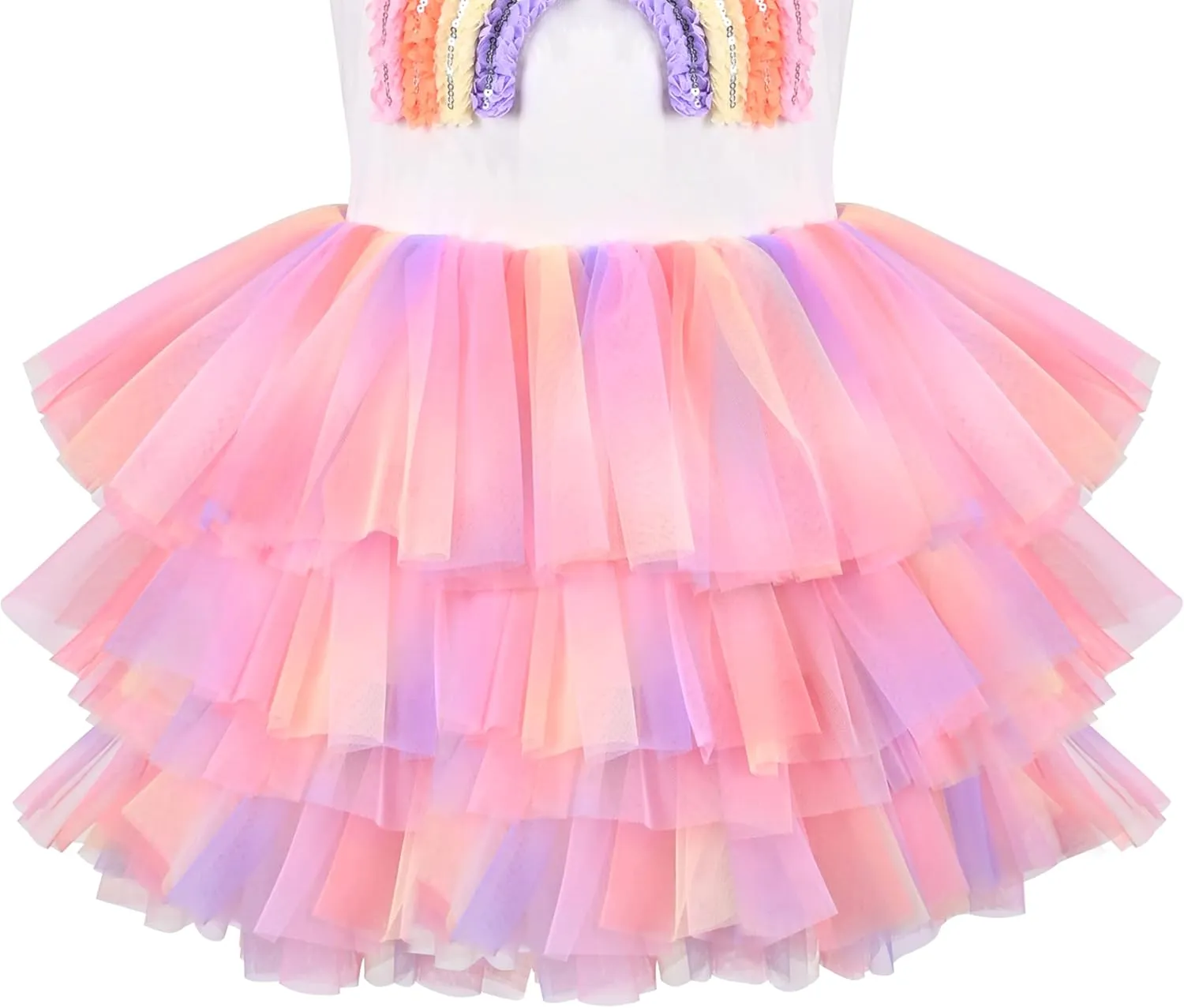 Girls Dress Pink Tutu Unicorn Dancing Tiered Skirt Ballet Birthday Party 3-7