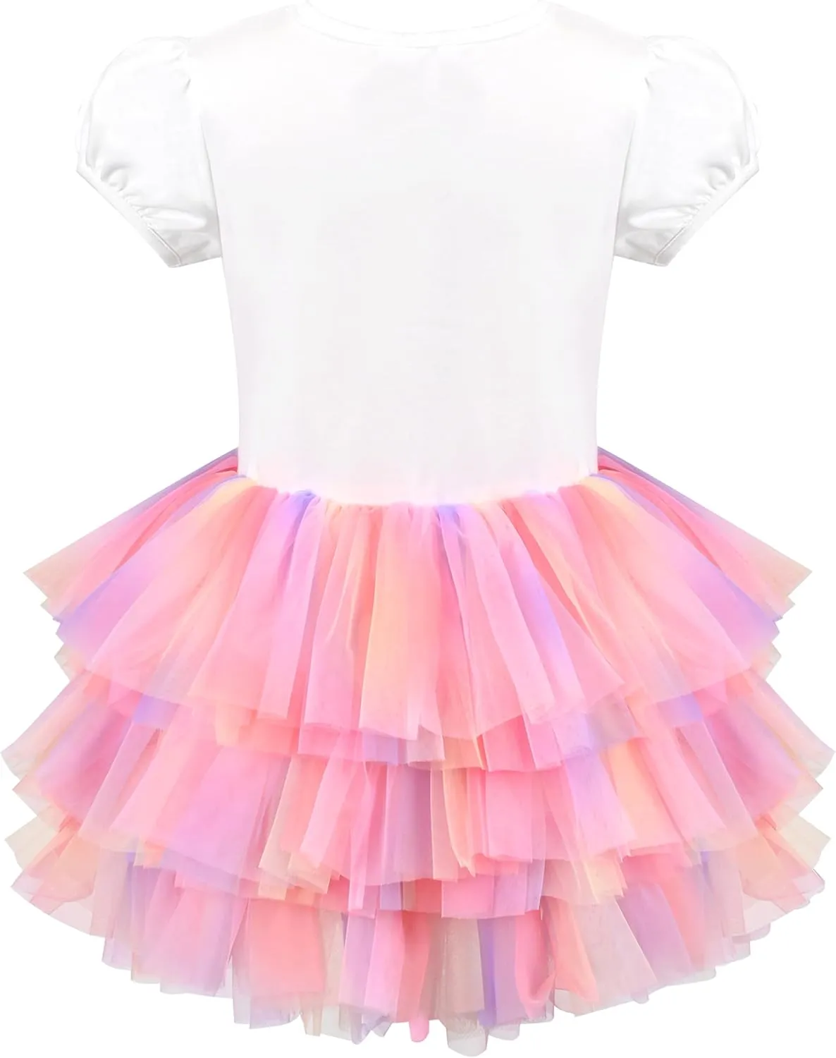 Girls Dress Pink Tutu Unicorn Dancing Tiered Skirt Ballet Birthday Party 3-7
